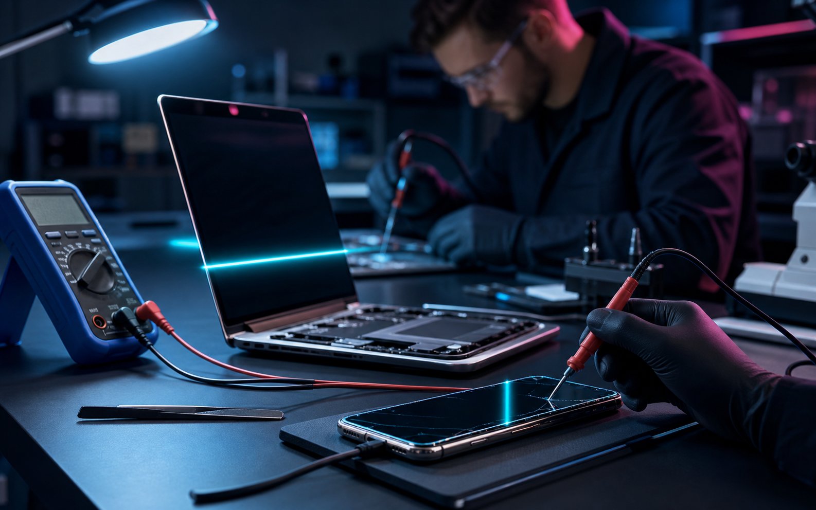 Teste final de qualidade de equipamentos reparados